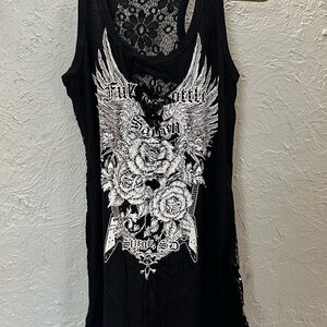 Sexy Sturgis SD Cutout Biker Couture Black Tank Top with Rose 🌹 Graphic
